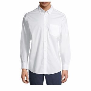 New! George Men’s and Big Men’s Long Sleeve Stretch  Poplin Shirt, up to 5xlt